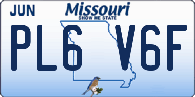 MO license plate PL6V6F