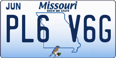 MO license plate PL6V6G
