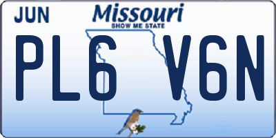 MO license plate PL6V6N