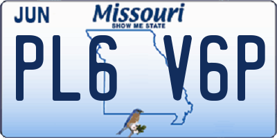 MO license plate PL6V6P