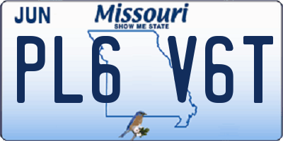 MO license plate PL6V6T