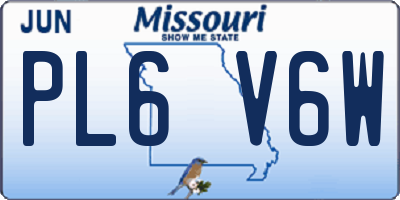MO license plate PL6V6W