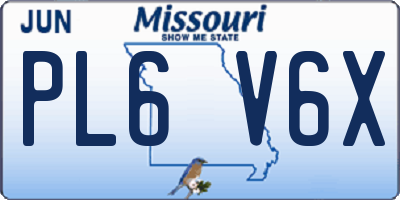 MO license plate PL6V6X