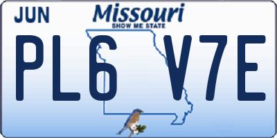 MO license plate PL6V7E
