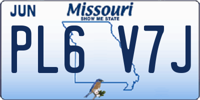 MO license plate PL6V7J
