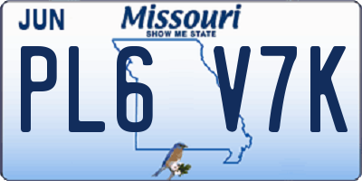 MO license plate PL6V7K