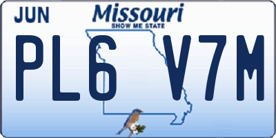 MO license plate PL6V7M