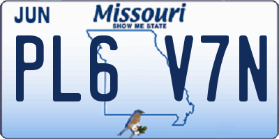 MO license plate PL6V7N