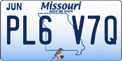 MO license plate PL6V7Q