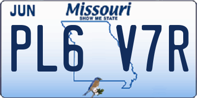 MO license plate PL6V7R