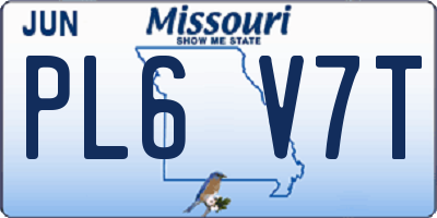MO license plate PL6V7T