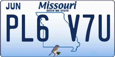 MO license plate PL6V7U
