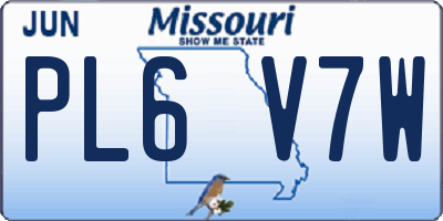 MO license plate PL6V7W