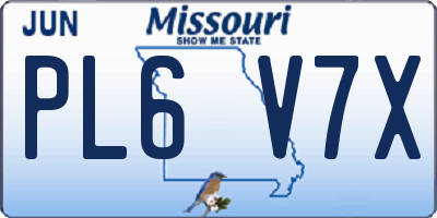 MO license plate PL6V7X