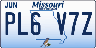 MO license plate PL6V7Z