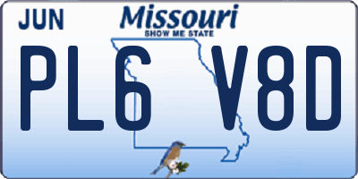 MO license plate PL6V8D