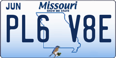 MO license plate PL6V8E