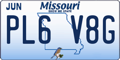 MO license plate PL6V8G