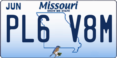 MO license plate PL6V8M