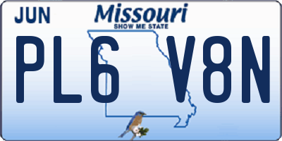 MO license plate PL6V8N