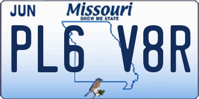 MO license plate PL6V8R