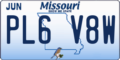 MO license plate PL6V8W