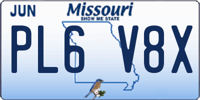 MO license plate PL6V8X