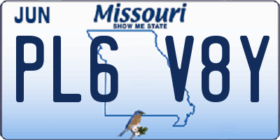 MO license plate PL6V8Y