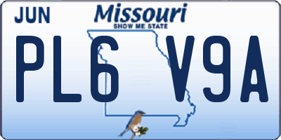 MO license plate PL6V9A