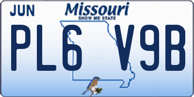 MO license plate PL6V9B