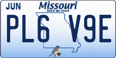 MO license plate PL6V9E