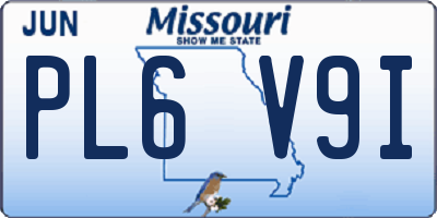 MO license plate PL6V9I
