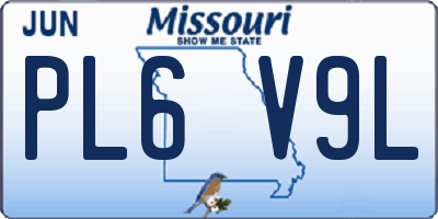 MO license plate PL6V9L