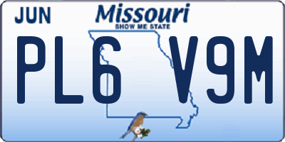 MO license plate PL6V9M