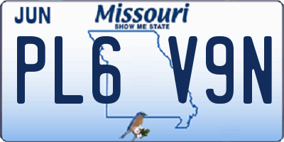 MO license plate PL6V9N