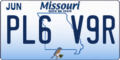 MO license plate PL6V9R