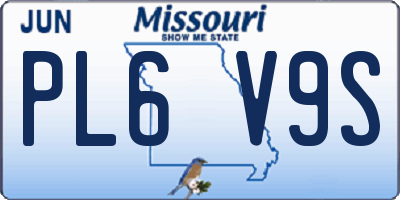 MO license plate PL6V9S