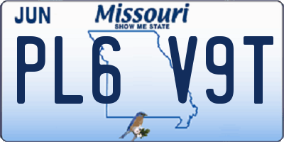 MO license plate PL6V9T