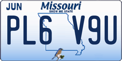 MO license plate PL6V9U