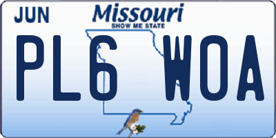 MO license plate PL6W0A