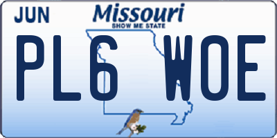 MO license plate PL6W0E