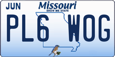 MO license plate PL6W0G