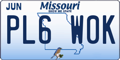 MO license plate PL6W0K