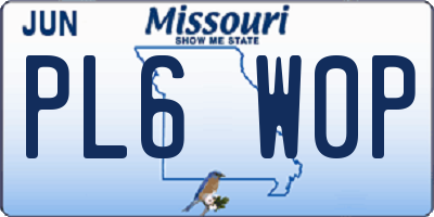 MO license plate PL6W0P