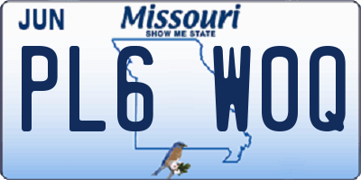 MO license plate PL6W0Q