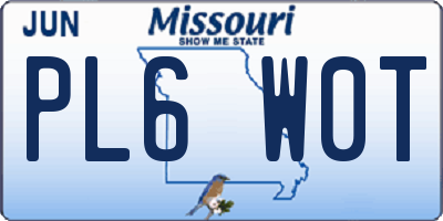MO license plate PL6W0T