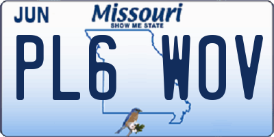 MO license plate PL6W0V