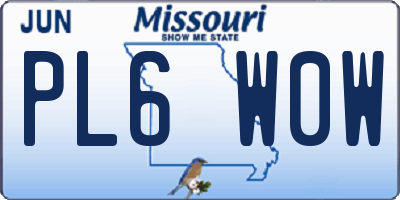 MO license plate PL6W0W