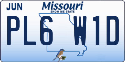 MO license plate PL6W1D