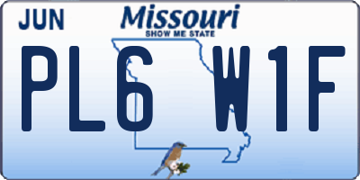 MO license plate PL6W1F